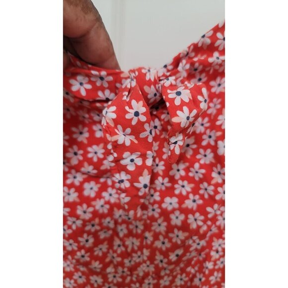 Old Navy Sleeveless Red Floral Jump Suit With Ruffle Hem & Adjustable Straps Ela - Picture 6 of 12